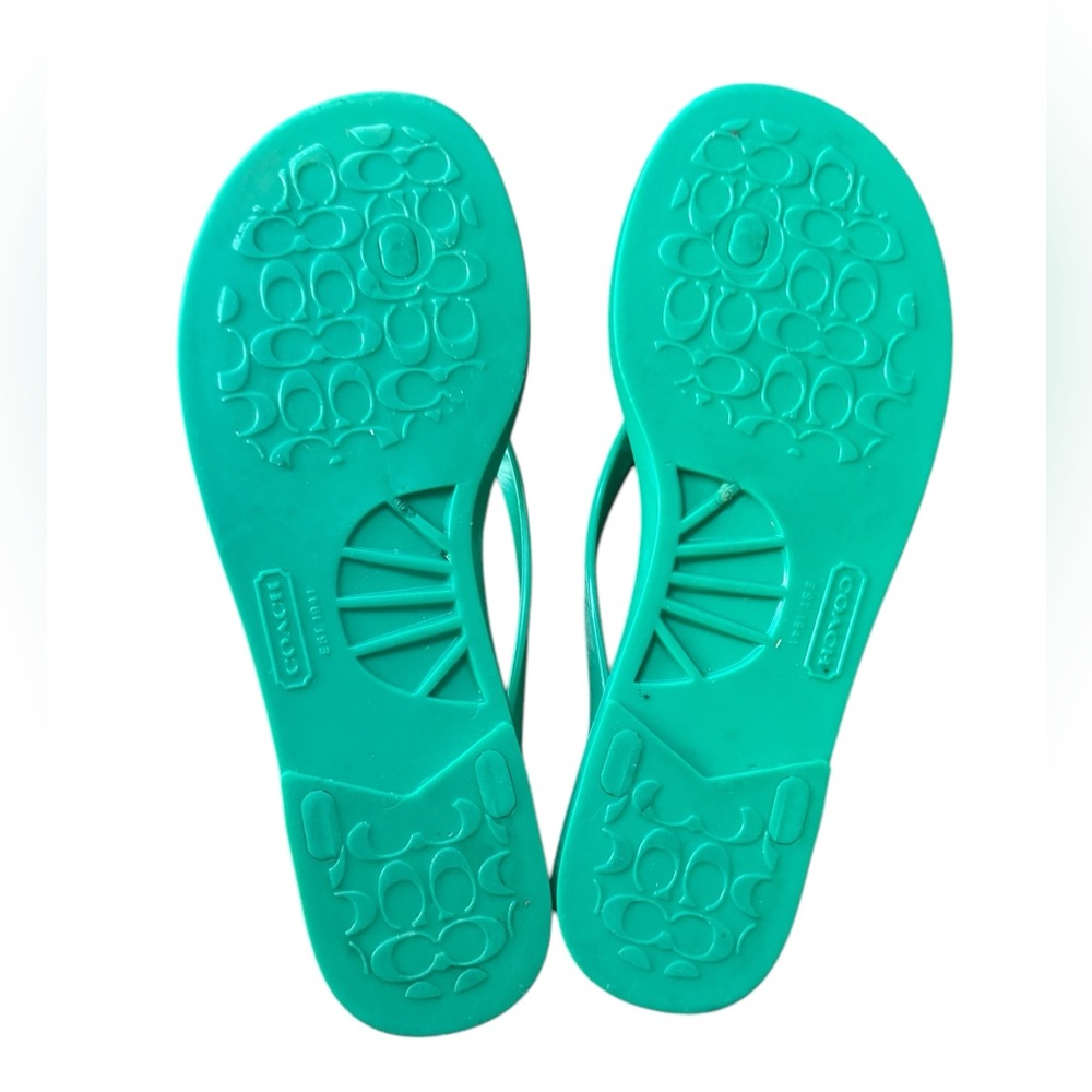 Coach Green and White Striped Flip Flops - Picture 4 of 6